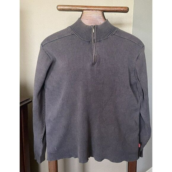 LEVI'S STRAUSS Vintage 1/4 Zip Pullover Sweater Mens XL Ribbed Sweatshirt - Picture 3 of 7